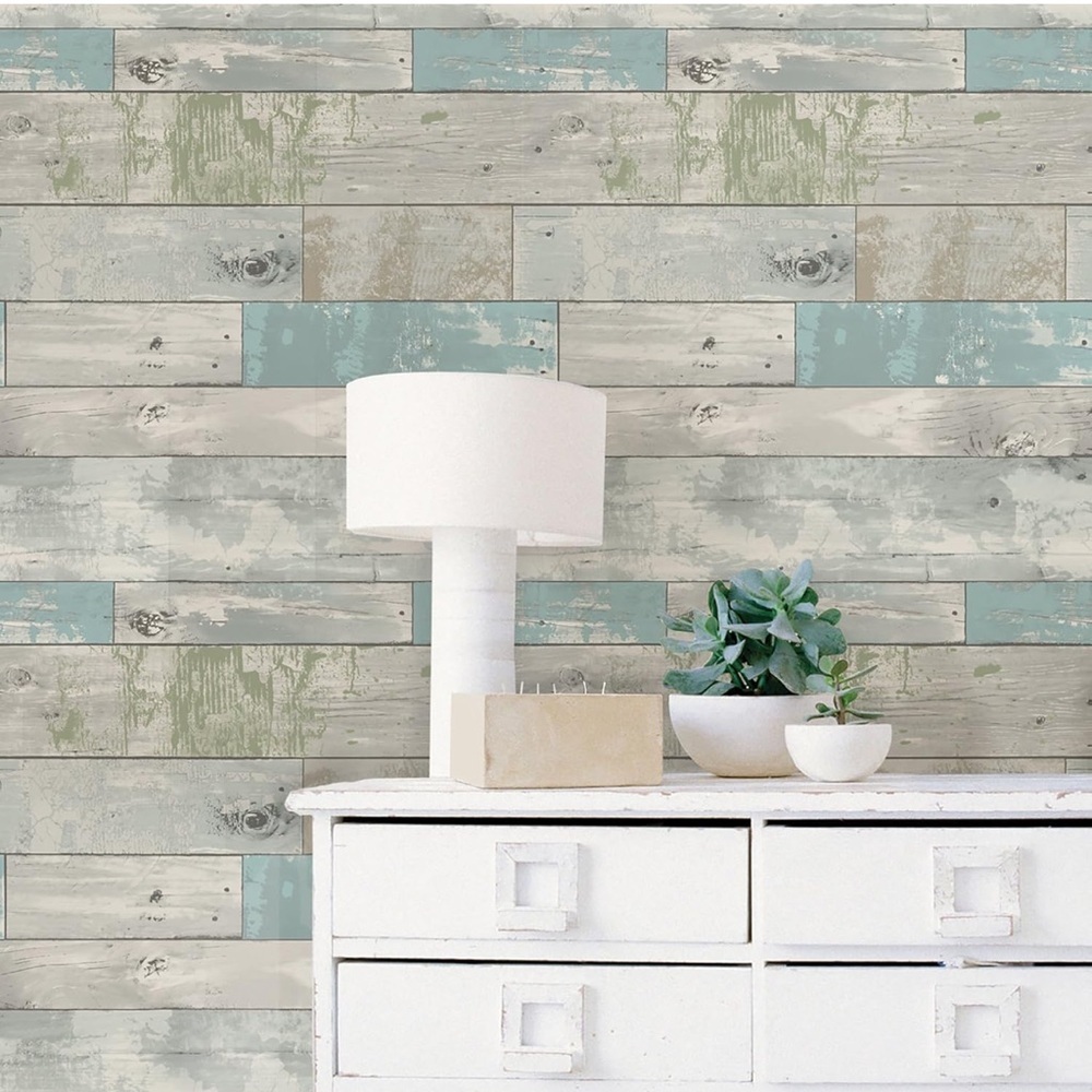 NuWallpaper Multi-Color Beachwood Peel and Stick Wallpaper NEW 2 packages